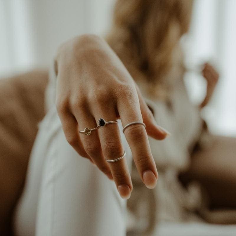 Sterling Silver Stack Ring - Smoky Quartz