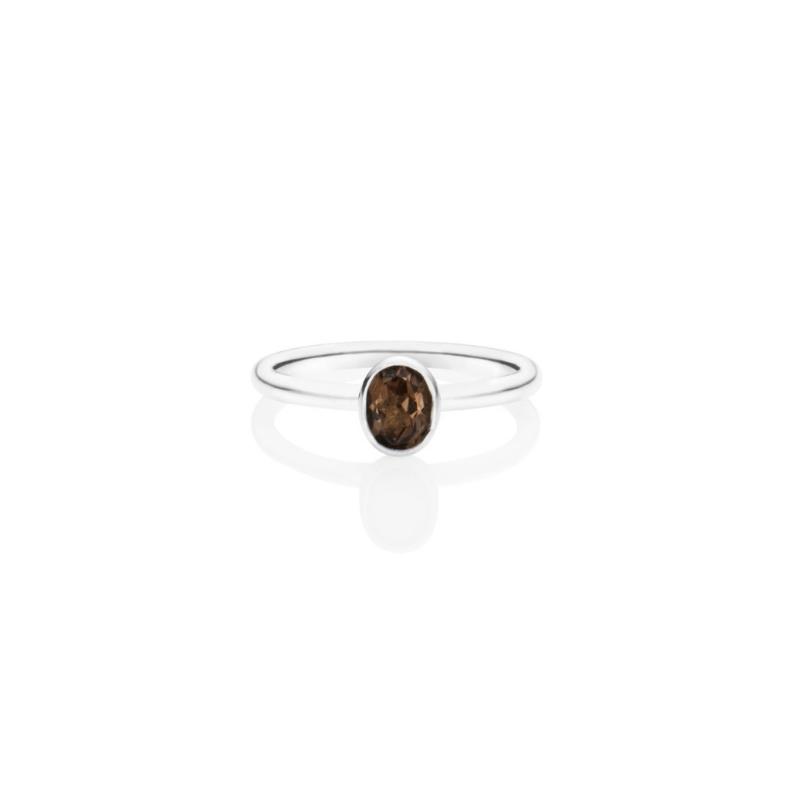 Sterling Silver Stack Ring - Smoky Quartz - Image 2