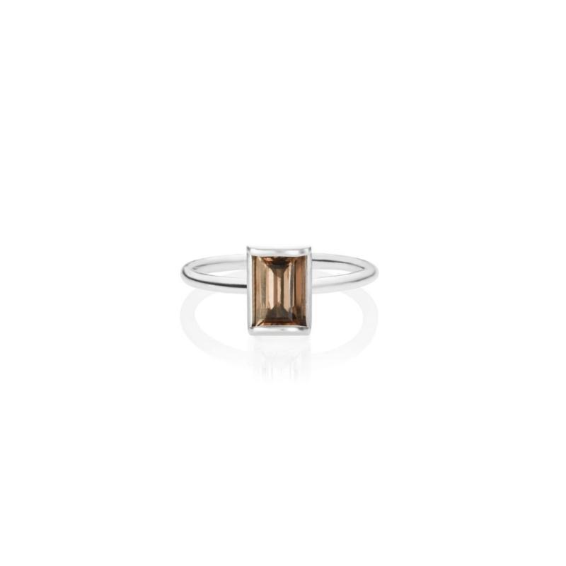 Sterling Silver Stack Ring - Smoky Quartz - Image 6