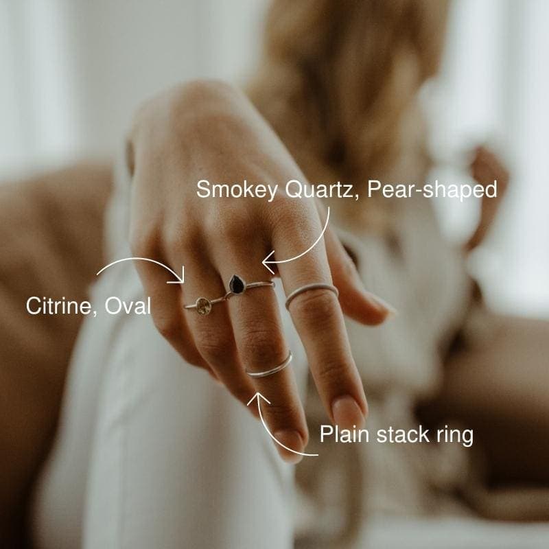 Sterling Silver Stack Ring - Smoky Quartz - Image 8