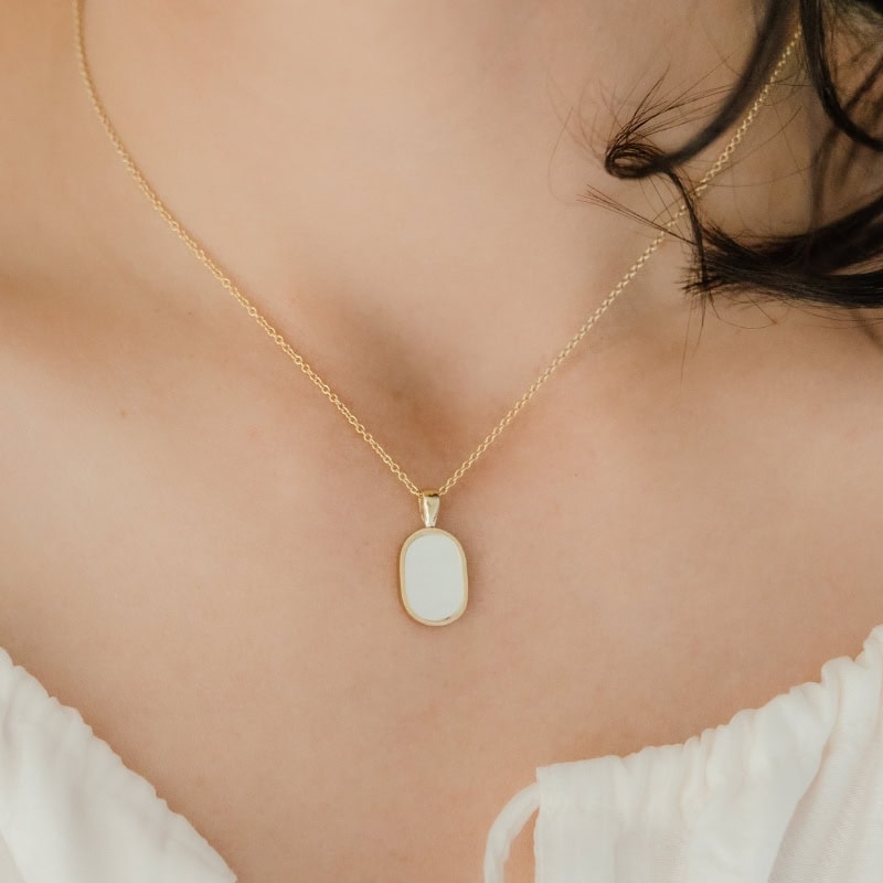 Mother-of-Pearl Oval Necklace