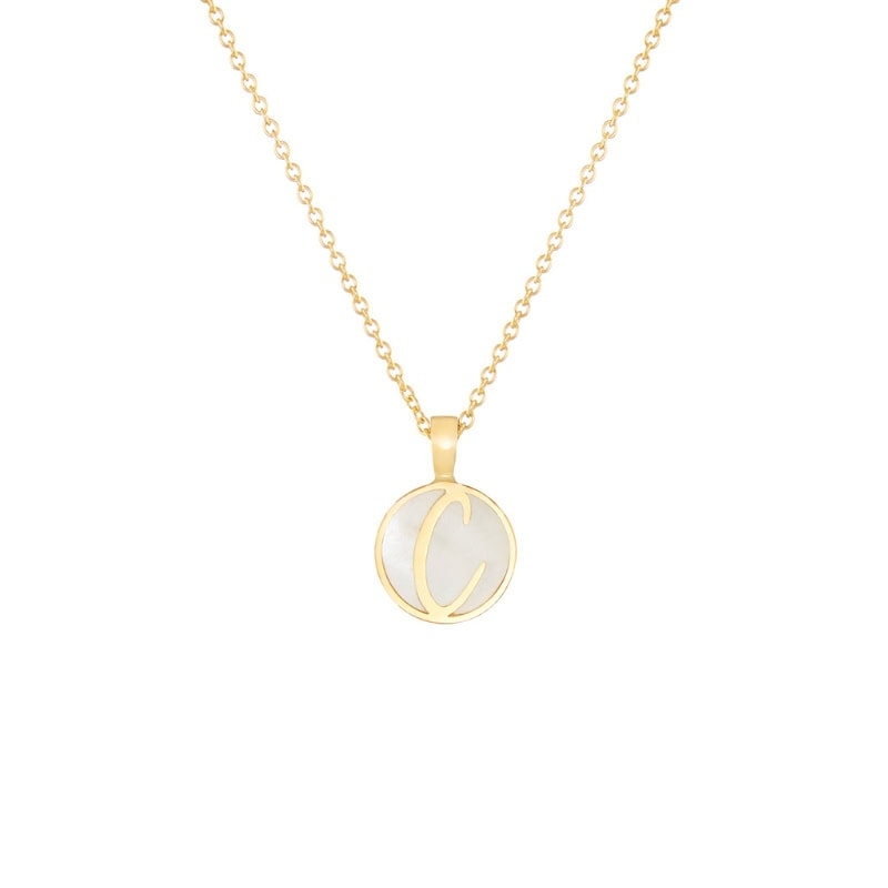 Mother-of-Pearl Circular Initial Necklace - Image 4